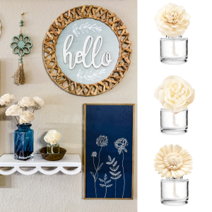 Delicate Scentsy Fragrance Flower in a glass jar with soft scent diffusion.